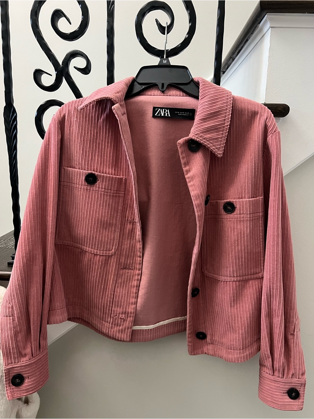 Zara Dusty Rose Corduroy Jean Jacket